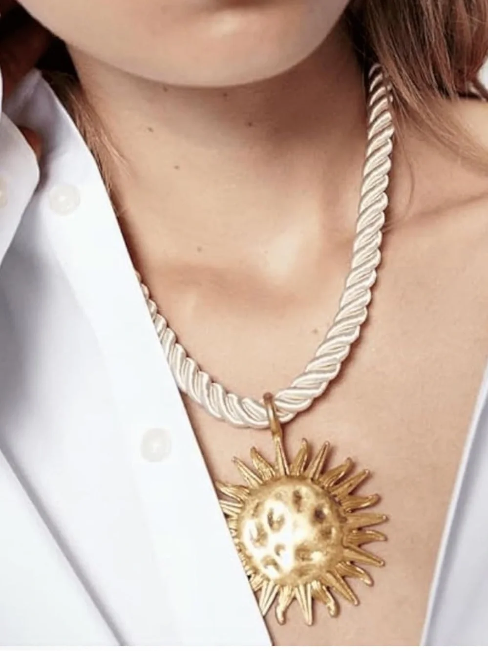 Golden Soleil Medallion Rope Necklace